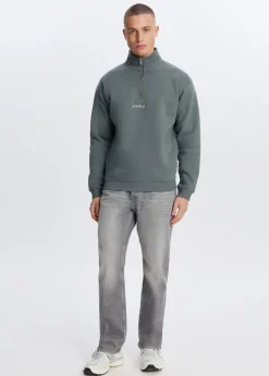 Brushed half zip sweater