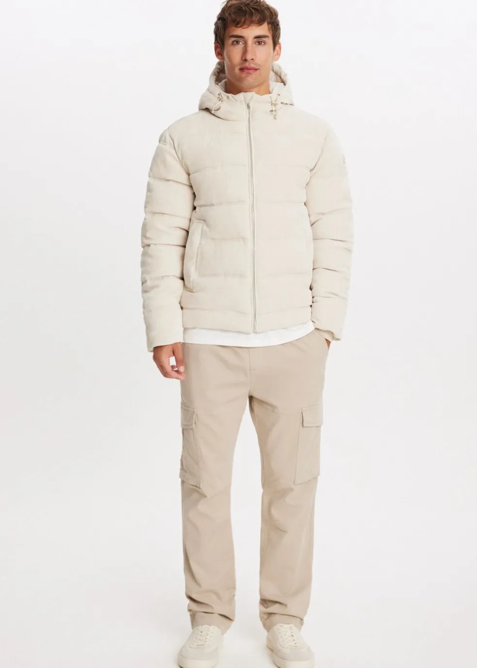 Corduroy gewatteerde jas