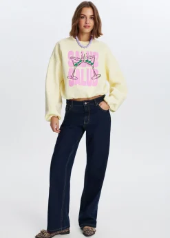 Cropped sweater met print