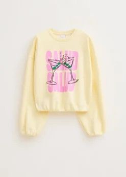 Cropped sweater met print