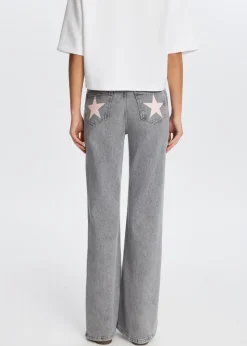 Flared jeans met printdetail