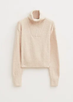 Fluffy half zip trui