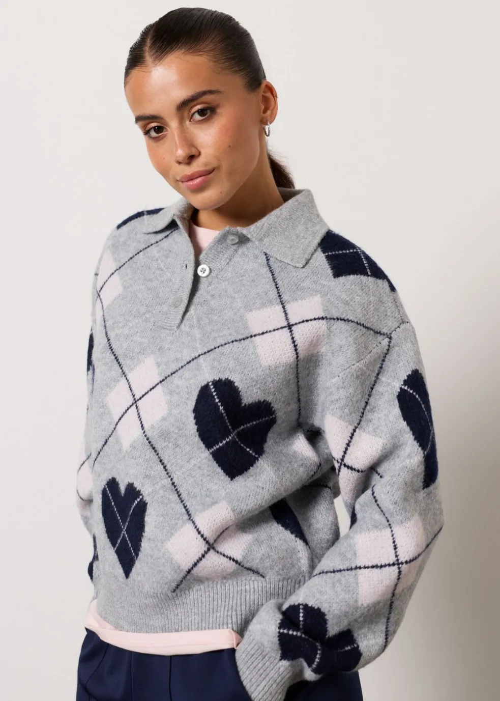 Gebreide trui met argyle print