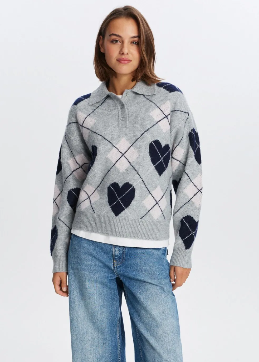 Gebreide trui met argyle print