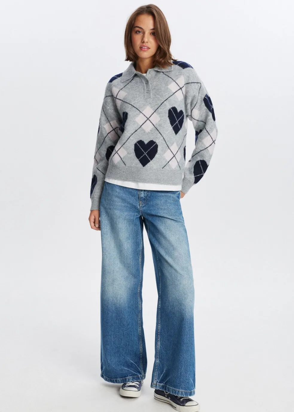 Gebreide trui met argyle print