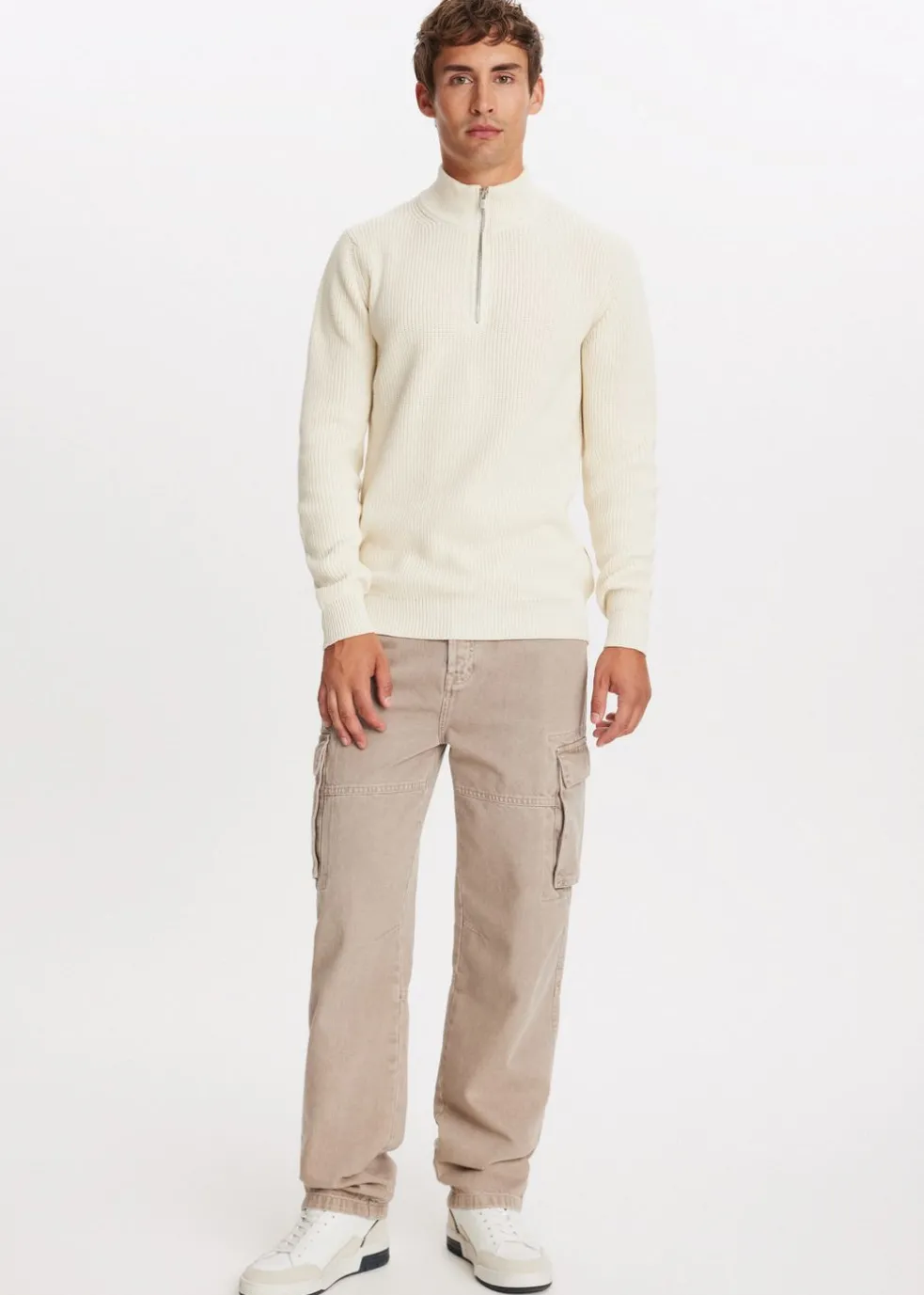 Gebreide trui met half zip
