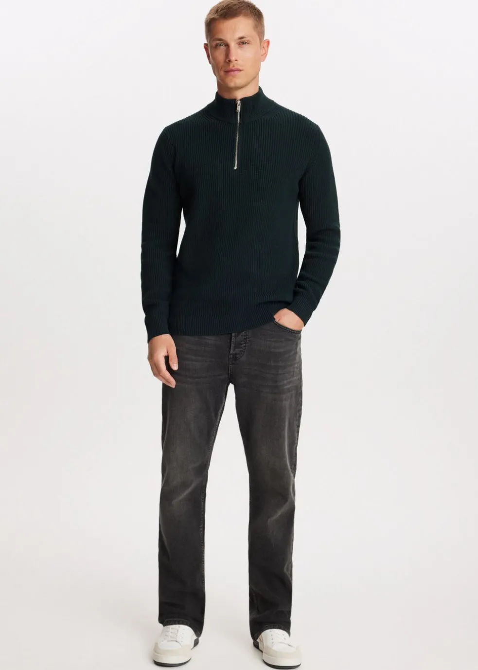 Gebreide trui met half zip