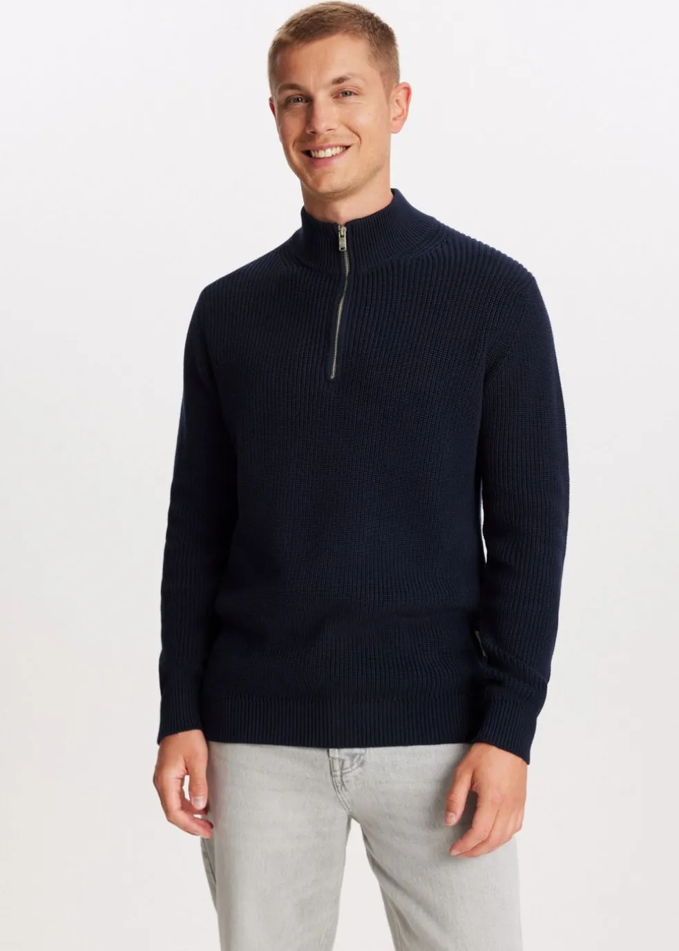 Gebreide trui met half zip