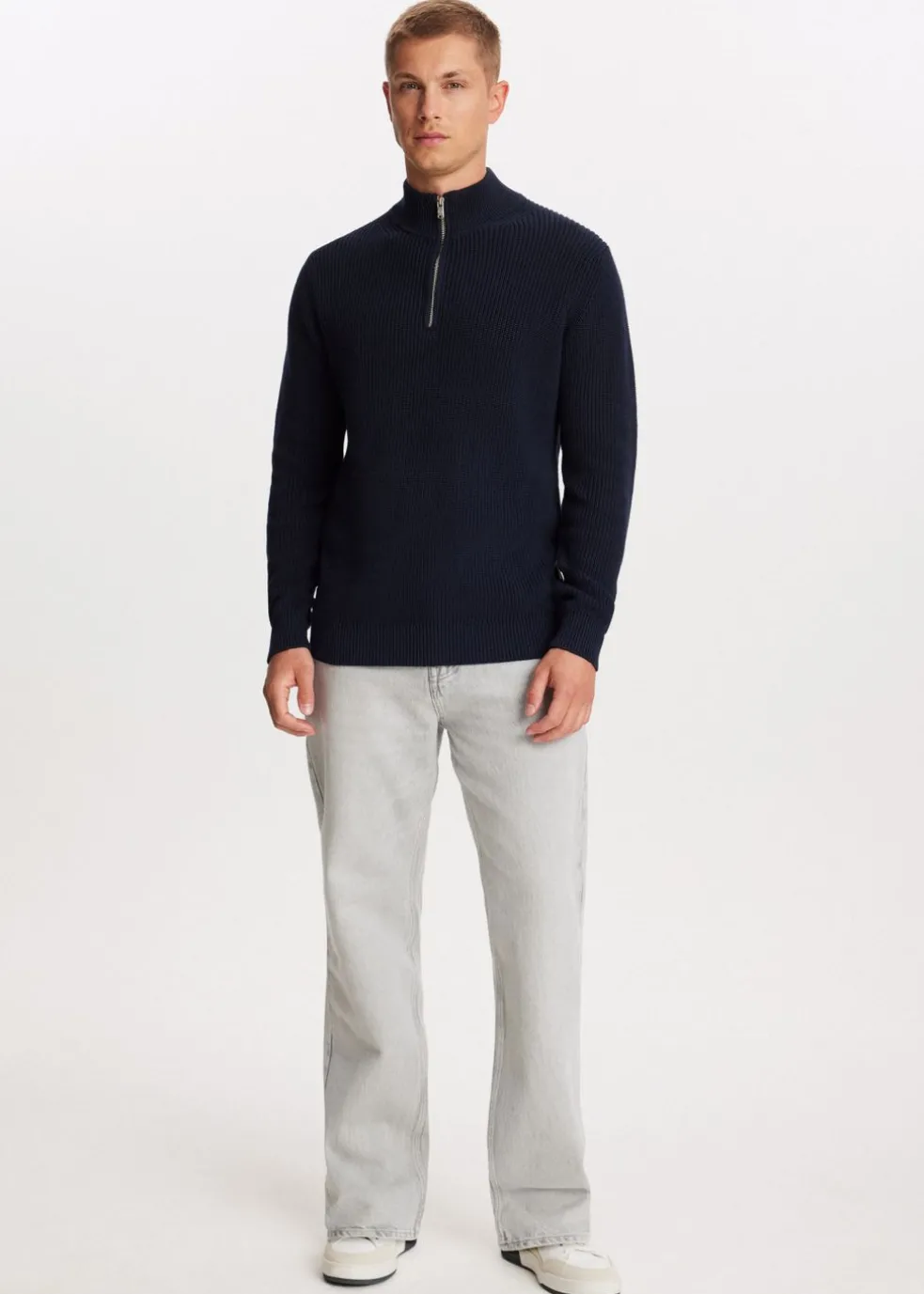 Gebreide trui met half zip
