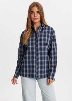 Geruite strassblouse
