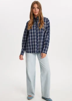 Geruite strassblouse