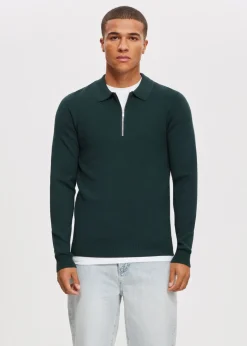 Half zip gebreide polo