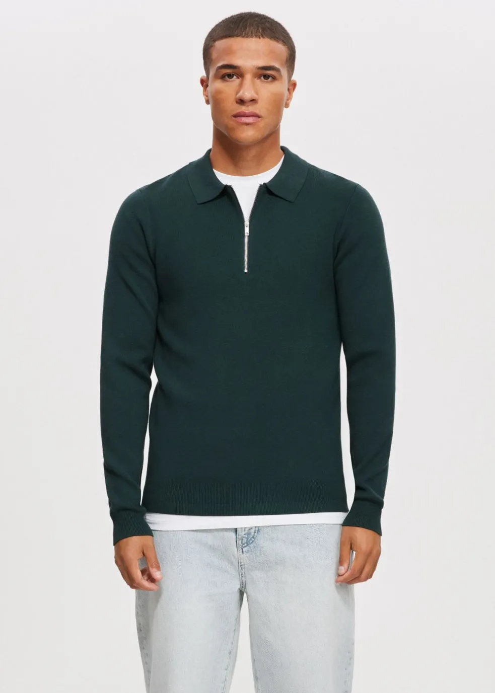 Half zip gebreide polo