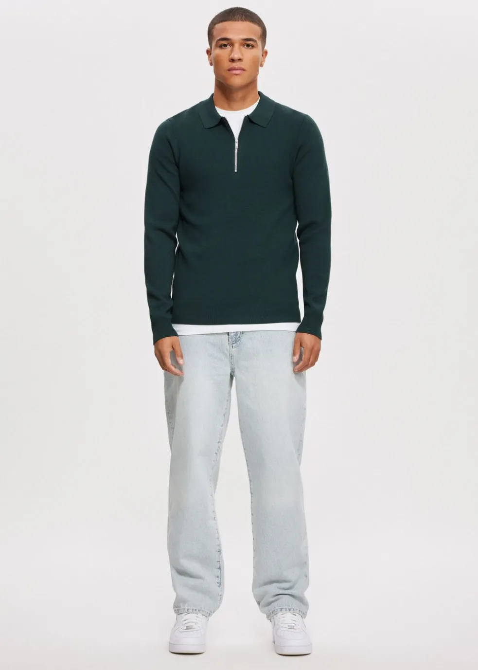 Half zip gebreide polo