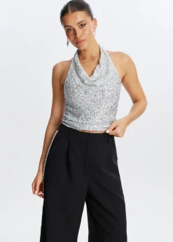 Halter top met pailletten