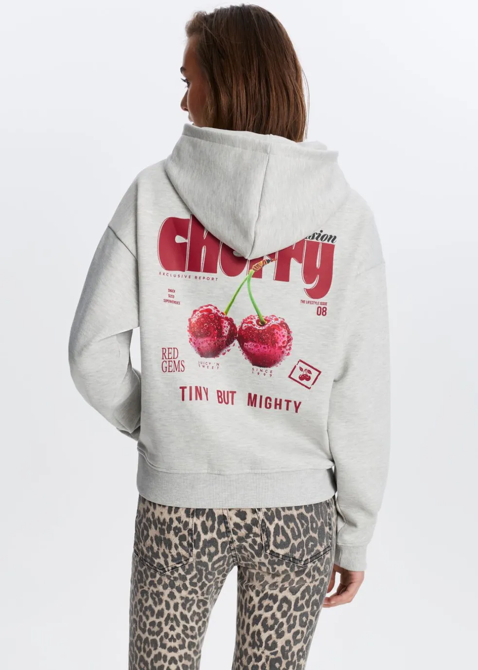 Hoodie met kersenprint