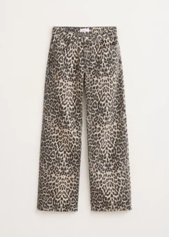 Leopard wide leg jeans