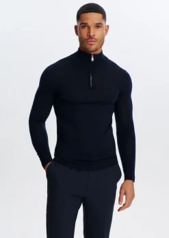 Merinowol half zip trui