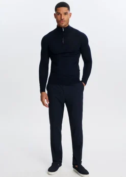Merinowol half zip trui