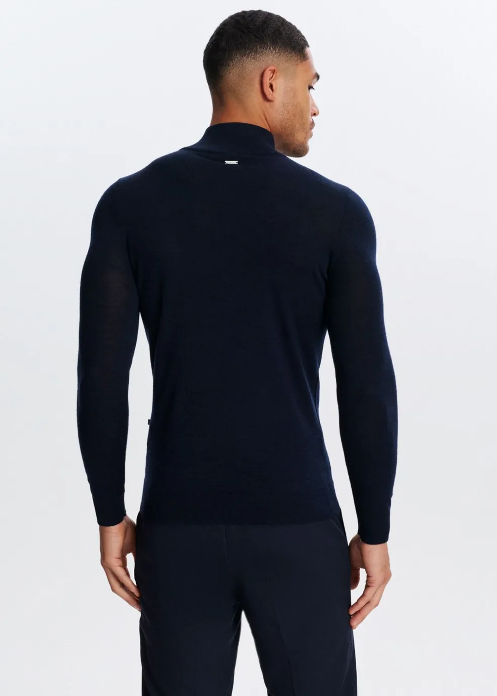 Merinowol half zip trui