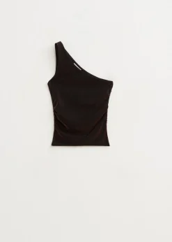 One shoulder glitter top