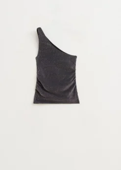One shoulder glitter top