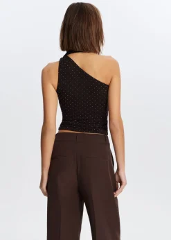 One shoulder top met sjaal
