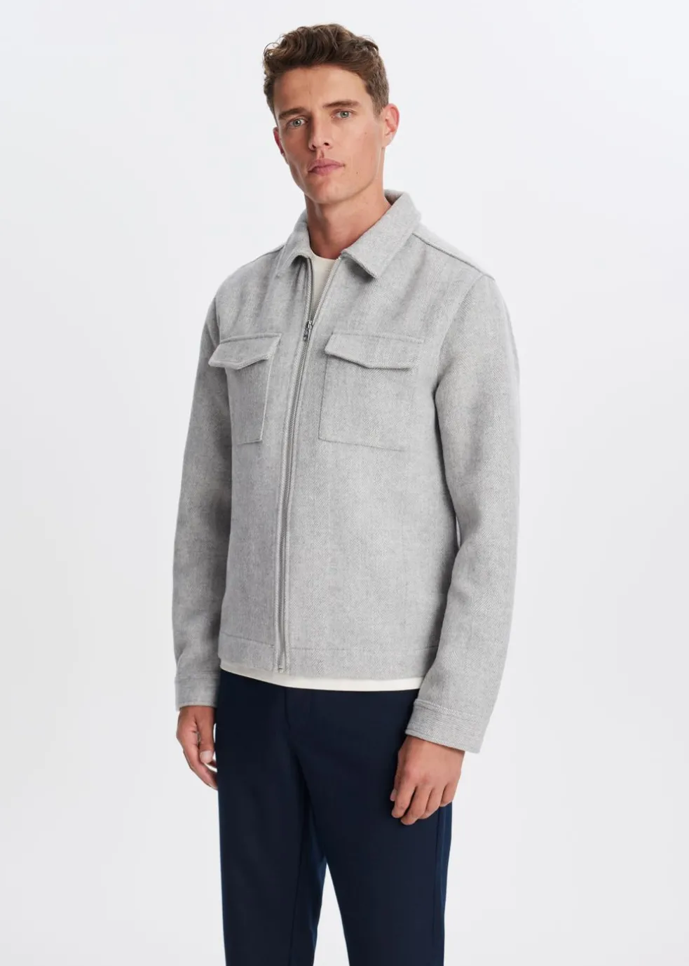 Overshirt met visgraatdetail