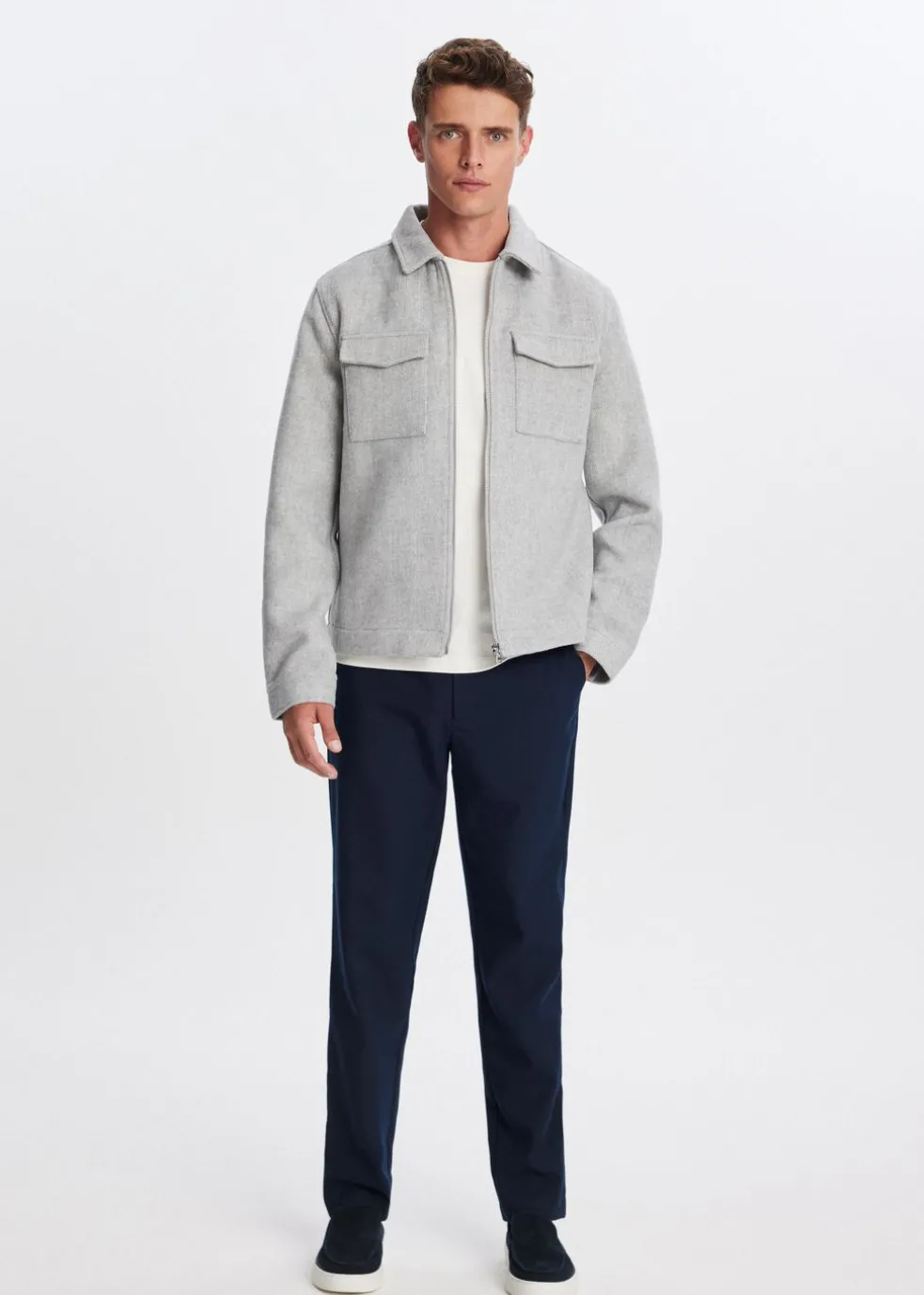Overshirt met visgraatdetail