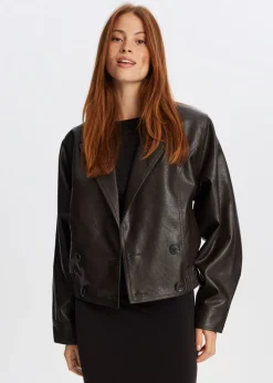 Oversized imitatieleren jas
