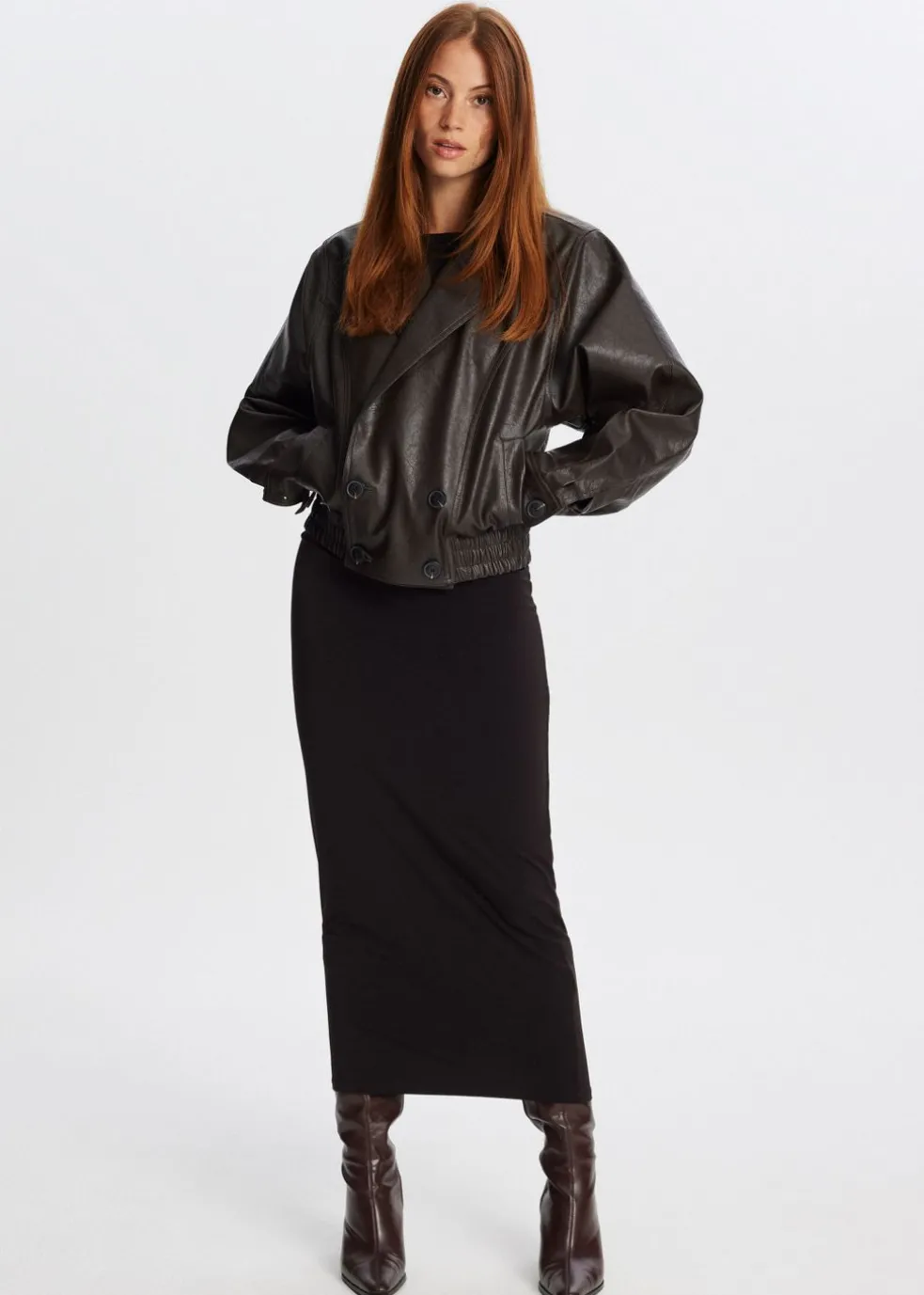 Oversized imitatieleren jas