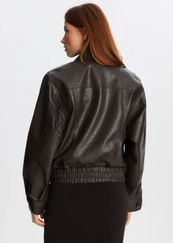 Oversized imitatieleren jas