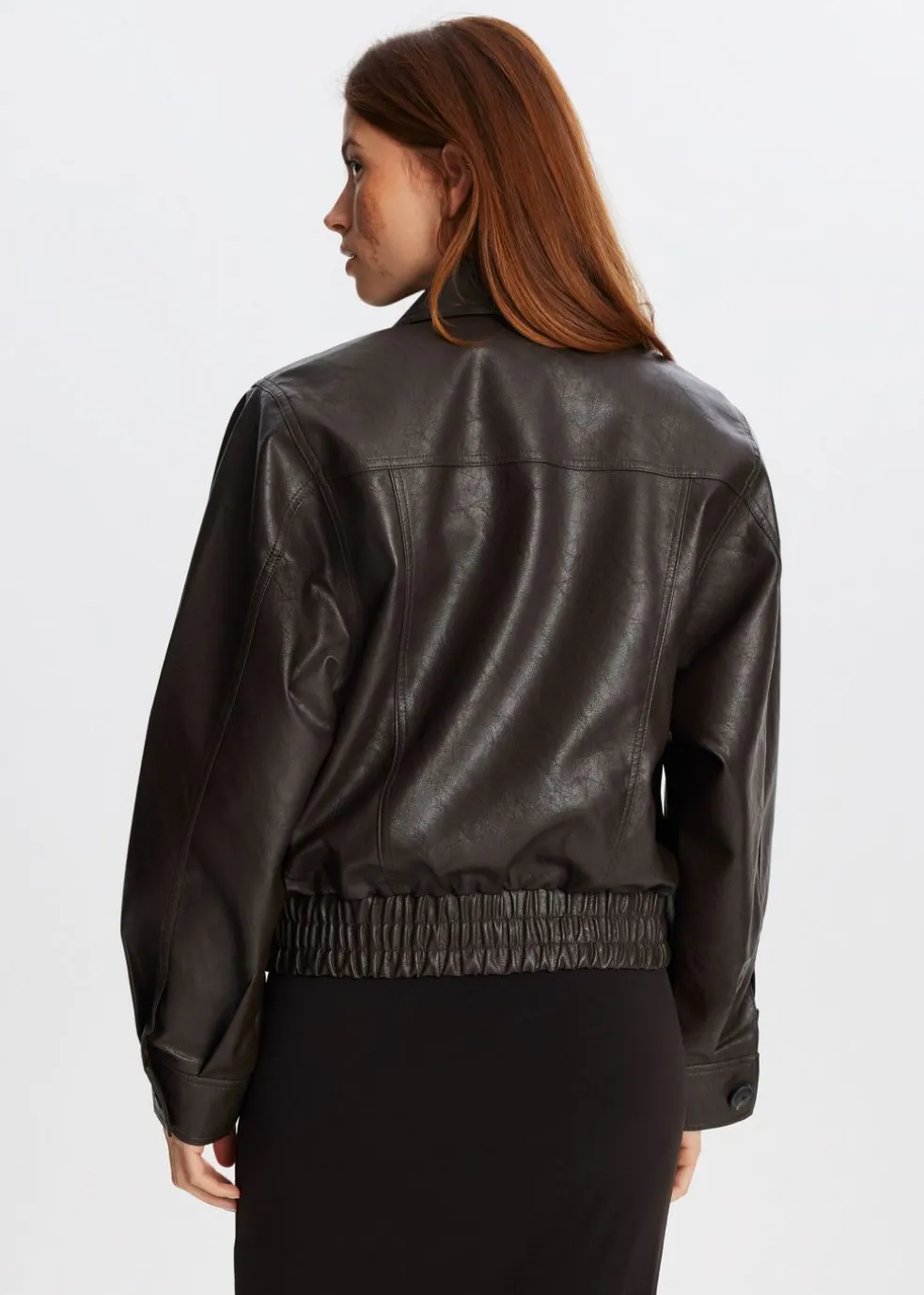 Oversized imitatieleren jas
