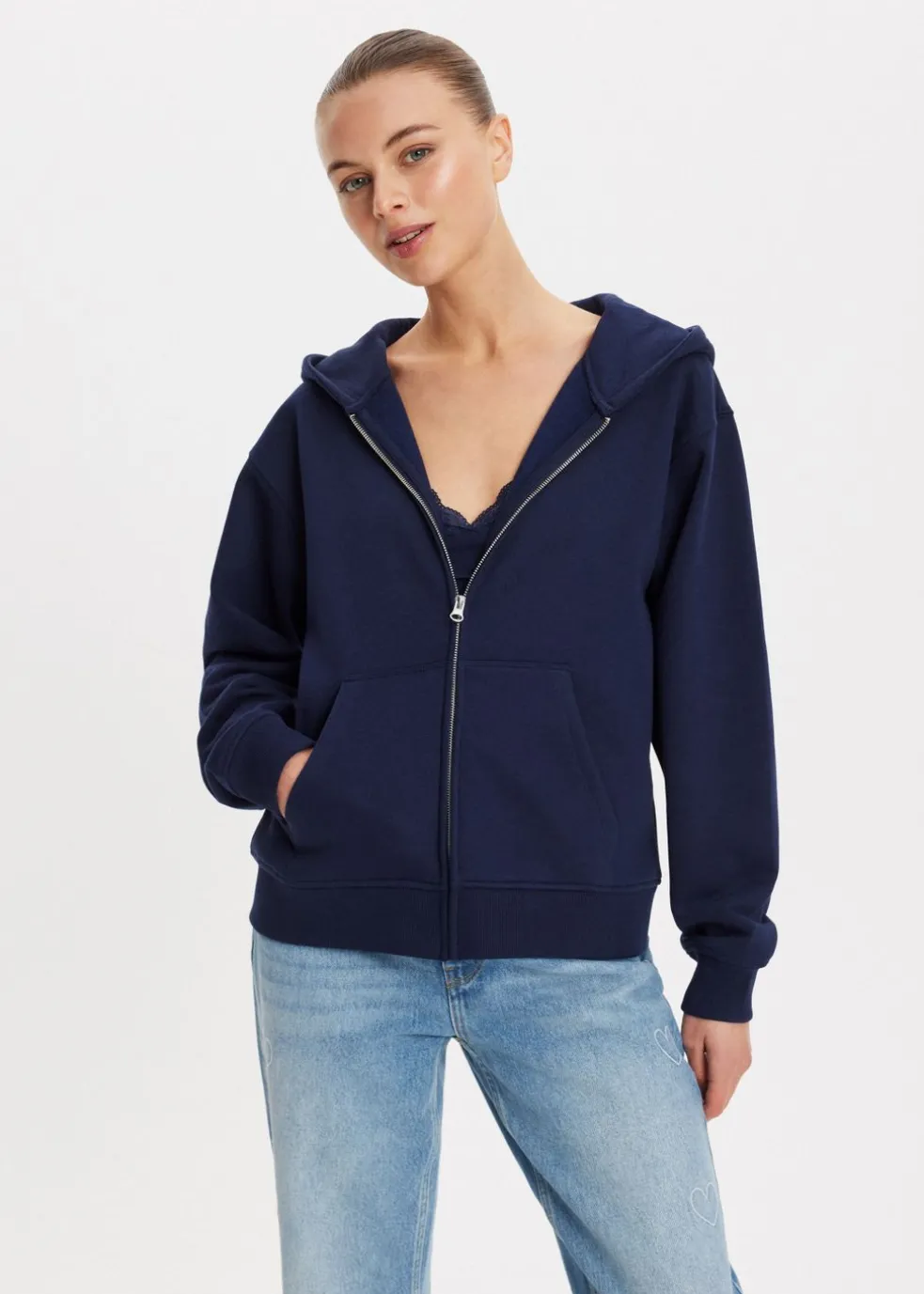 Oversized vest met rits
