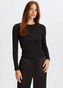 Rib t-shirt met lange mouwen