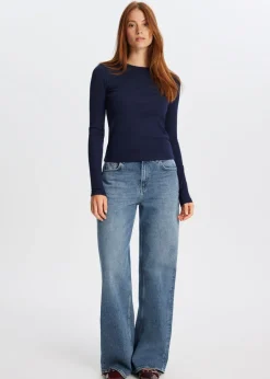 Rib t-shirt met lange mouwen