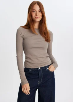 Rib t-shirt met lange mouwen