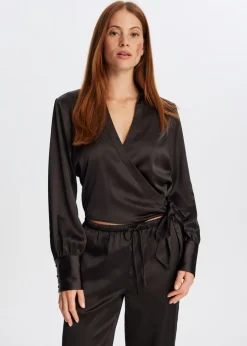 Satijnen blouse met strik