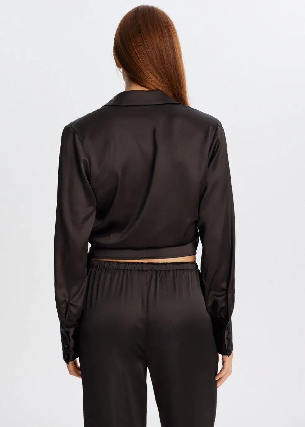 Satijnen blouse met strik