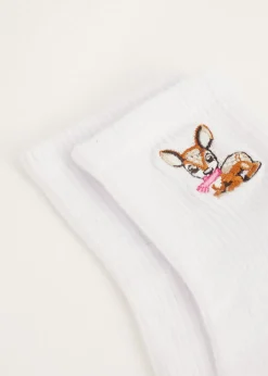 Sokken met geborduurd hertje