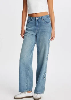 Straight leg jeans met sterren