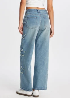Straight leg jeans met sterren