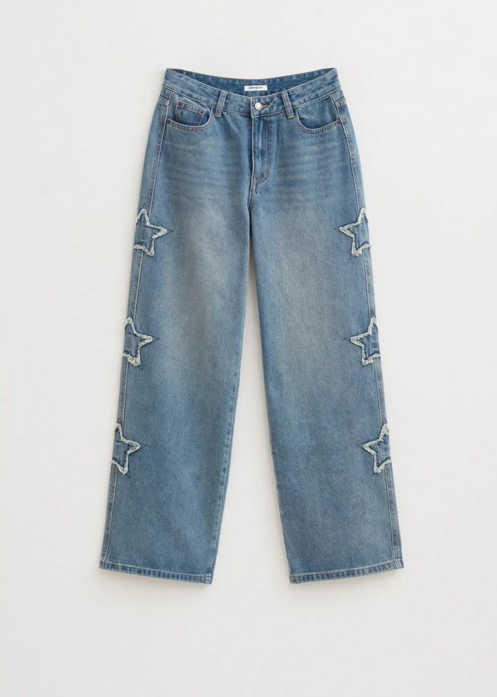 Straight leg jeans met sterren