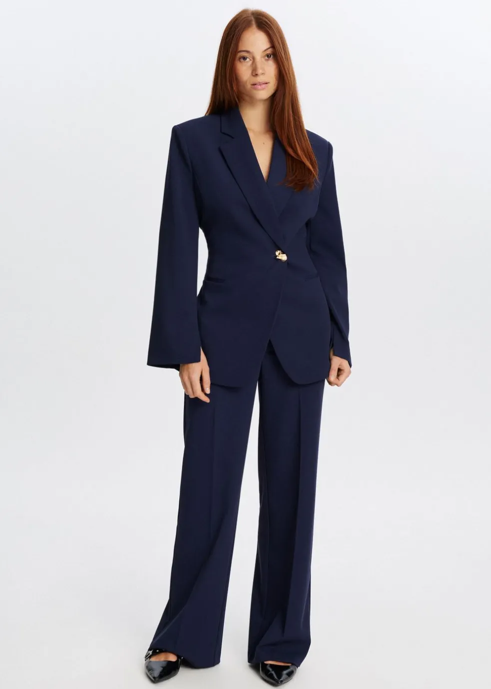 Twill blazer met knoop