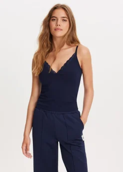 V-hals singlet met kant