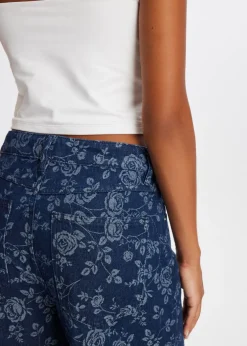 Wide leg jeans met bloemen