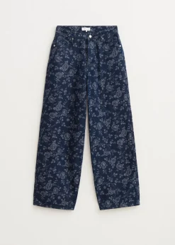 Wide leg jeans met bloemen